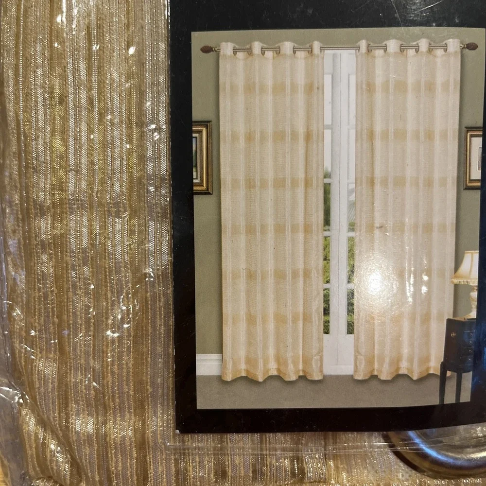 Vivatex Ilia‎ Grommet Curtain Panels Gold Sheer Polyester 53x84